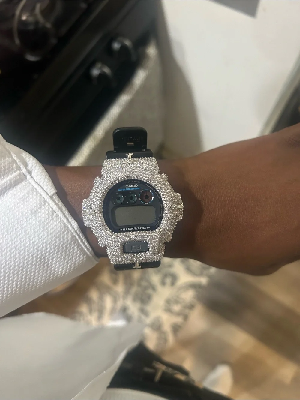 G-Shock Black Digital Watch with Crystal Accent Bezel